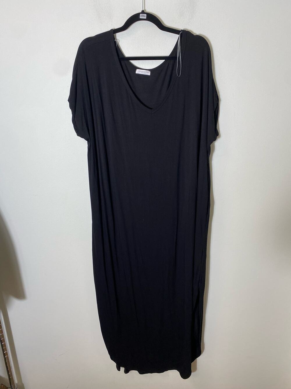 Chicsoul.com Black Short Sleeve V Neck Maxi Dress Sz L